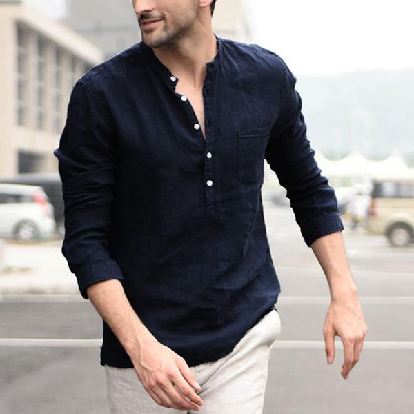 men vintage shirts pure color button linen solid long sleeve retro blouse streetwear 2021 summer camisas de hombre men's t-shirts, White;black
men vintage shirts pure color button linen solid long sleeve retro blouse streetwear 2021 summer camisas de hombre men's t-shirts, White;black