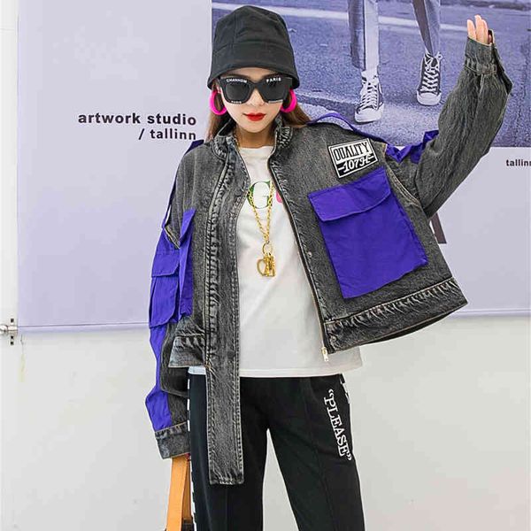 jackets european station heavy industry color matching loose casual shorts denim jacket women stand-up collar baseball uniform top, Black;brown
jackets european station heavy industry color matching loose casual shorts denim jacket women stand-up collar baseball uniform top, Black;brown