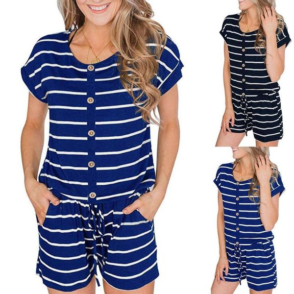 women's jumpsuits & rompers women jumpsuit summer striped button short sleeve female bodysuit casual loose beach woman trousers playsui, Black;white
women's jumpsuits & rompers women jumpsuit summer striped button short sleeve female bodysuit casual loose beach woman trousers playsui, Black;white
