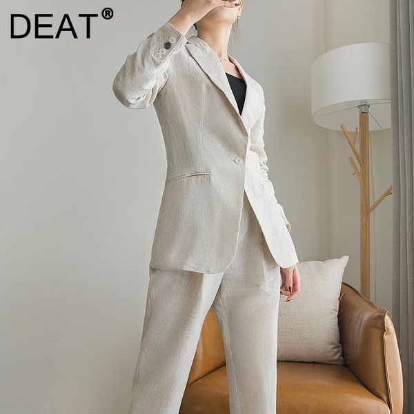 women's suits & blazers deat woman blazer linen solid notched long sleeve single button slim office lady style thin jackets 2021 summer, White;black
women's suits & blazers deat woman blazer linen solid notched long sleeve single button slim office lady style thin jackets 2021 summer, White;black