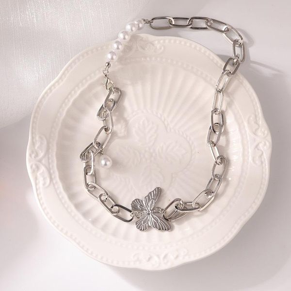 pendant necklaces mass design feeling choker chain pearl butterfly necklace female cold wind disco temperament hip hop clavicle, Silver
pendant necklaces mass design feeling choker chain pearl butterfly necklace female cold wind disco temperament hip hop clavicle, Silver