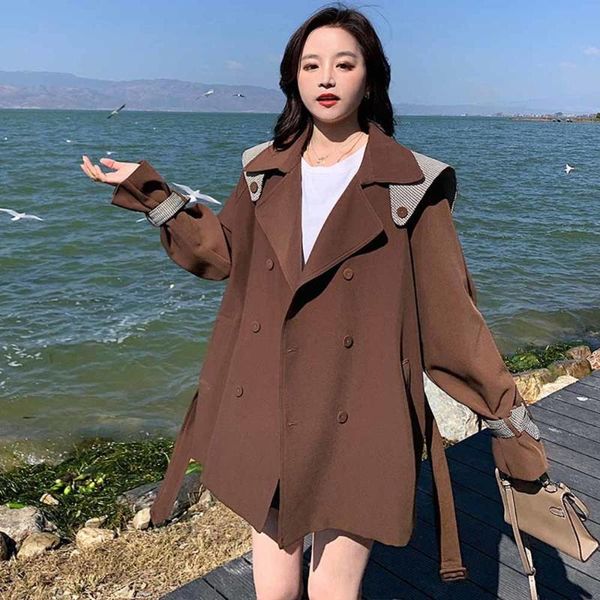 women's trench coats spring autumn clothes mid-length double-breasted women coat with belt lady windbreaker female outerwear, Tan;black
women's trench coats spring autumn clothes mid-length double-breasted women coat with belt lady windbreaker female outerwear, Tan;black