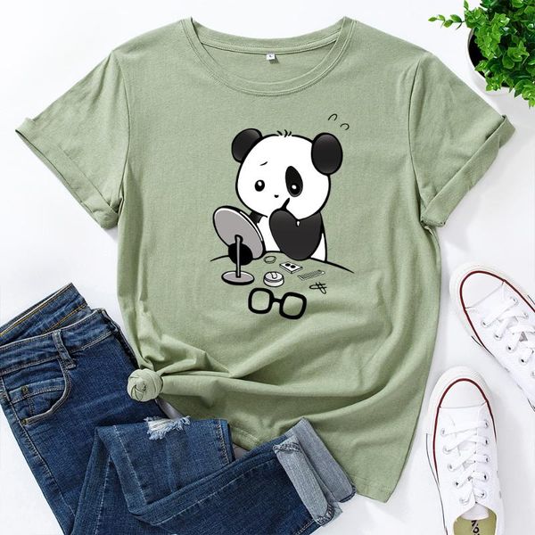 women's t-shirt cute makeup panda graphic t shirt 100% cotton summer oversized short sleeve o-neck casual animal t-shirts female tees, White
women's t-shirt cute makeup panda graphic t shirt 100% cotton summer oversized short sleeve o-neck casual animal t-shirts female tees, White