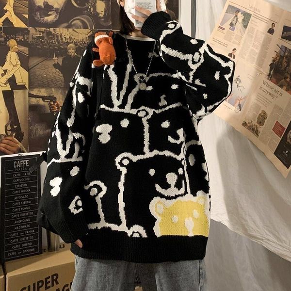 women's sweaters 2021 pullover sweater korean fashion autumn winter clothes women hip hop loose long sleeve oversize, White;black
women's sweaters 2021 pullover sweater korean fashion autumn winter clothes women hip hop loose long sleeve oversize, White;black