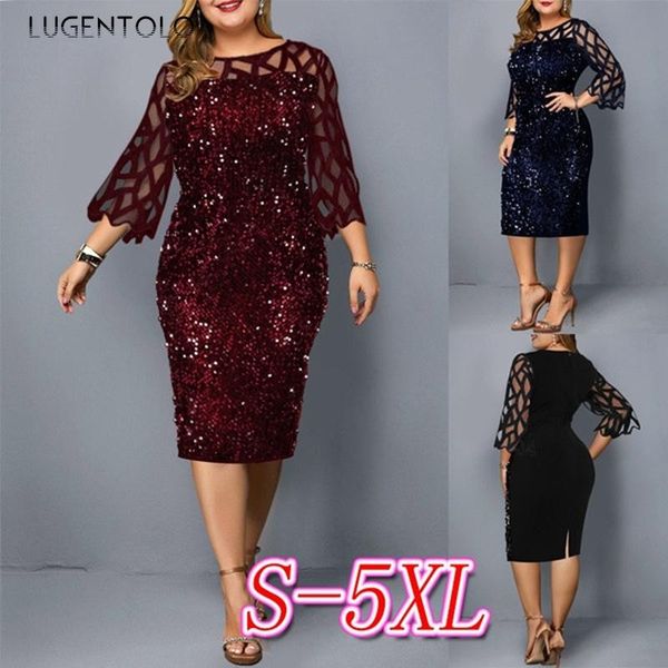 lugentolo elegant dress women party o-neck large size lace dresses mesh seven-point female hollow shiny casual, Black;gray
lugentolo elegant dress women party o-neck large size lace dresses mesh seven-point female hollow shiny casual, Black;gray