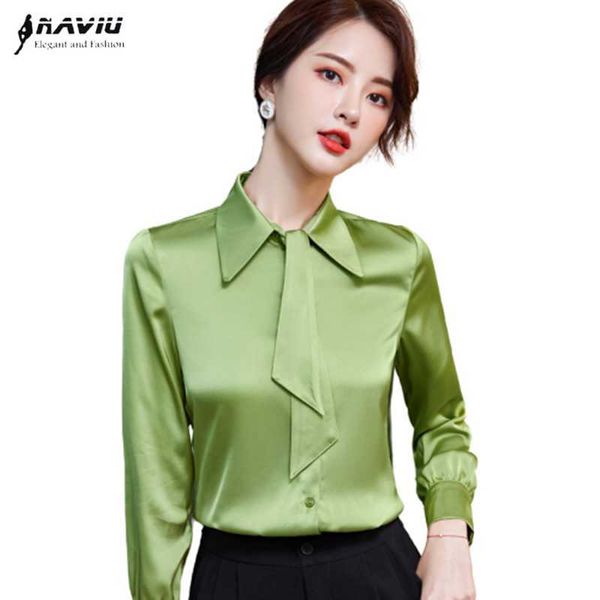 satin shirt women long sleeve autumn loose design fashion temperament ribbon green blouses office ladies plus size work 210604, White
satin shirt women long sleeve autumn loose design fashion temperament ribbon green blouses office ladies plus size work 210604, White