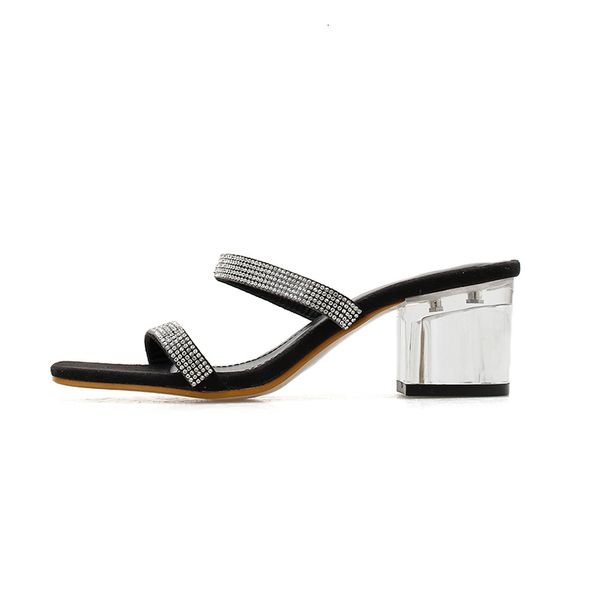 sandals summer women's crystals heels open toe shoes woman sandals square heeled pumps ladies slides women slippers kl9, Black
sandals summer women's crystals heels open toe shoes woman sandals square heeled pumps ladies slides women slippers kl9, Black