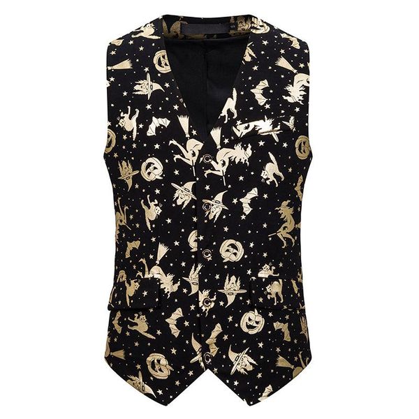 men's vests gold pumpkin print halloween vest men 2021 brand single breasted v-neck waistcoat party tuxedo chalecos para hombre, Black;white
men's vests gold pumpkin print halloween vest men 2021 brand single breasted v-neck waistcoat party tuxedo chalecos para hombre, Black;white
