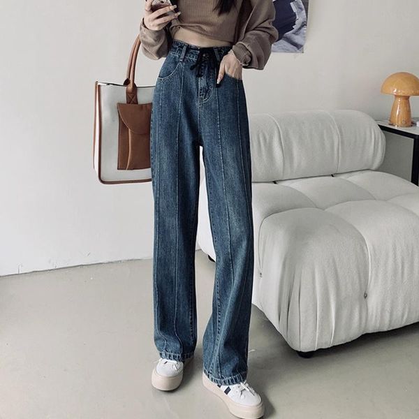 women's jeans high waist straight clothing spring and autumn 2021 chic hong kong style pants loose vertical feeling wide leg, Blue
women's jeans high waist straight clothing spring and autumn 2021 chic hong kong style pants loose vertical feeling wide leg, Blue
