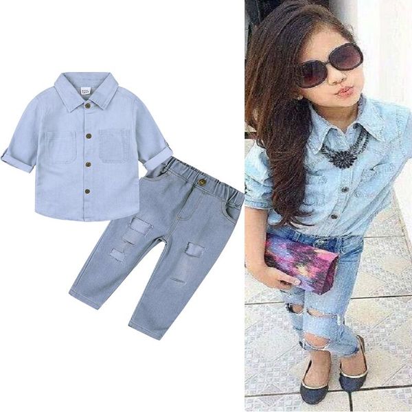clothing sets 2pcs girls fashion clothes set t-shirt+jeans pants children's costume kids suit girl 0 to 7 years denim toddler outfits, White
clothing sets 2pcs girls fashion clothes set t-shirt+jeans pants children's costume kids suit girl 0 to 7 years denim toddler outfits, White