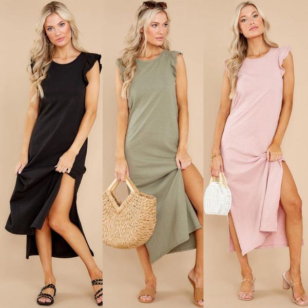 casual dresses summer midi dress women 2021 side slit sleeveless black ruffles green o-neck vintage party long pink robe, Black;gray
casual dresses summer midi dress women 2021 side slit sleeveless black ruffles green o-neck vintage party long pink robe, Black;gray