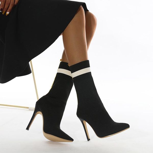 stretch cloth fashion women's boots plus35-42 letter socks-boots ultra-fine high-heels shoes pointed toes black
stretch cloth fashion women's boots plus35-42 letter socks-boots ultra-fine high-heels shoes pointed toes black