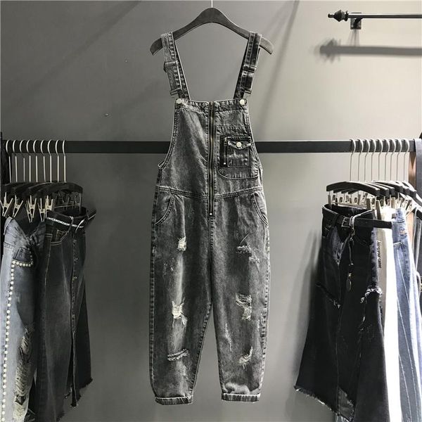women's jeans spring and autumn black gray pocket zipper hole jean pants students loose nine points harem denim romper overalls, Blue
women's jeans spring and autumn black gray pocket zipper hole jean pants students loose nine points harem denim romper overalls, Blue