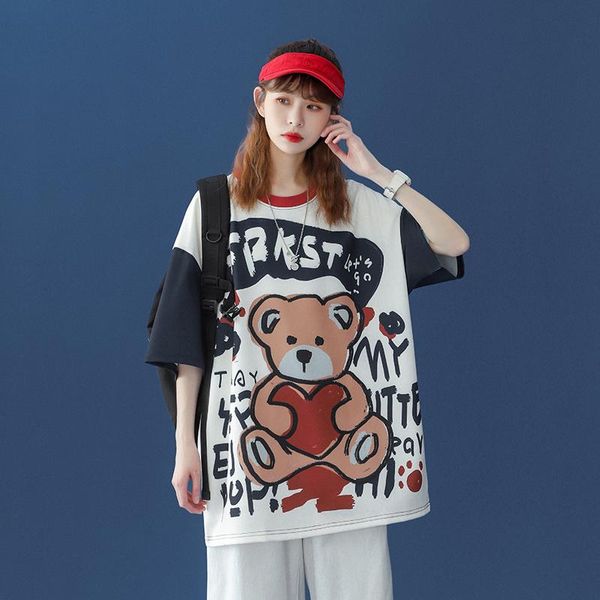 women's t-shirt mosaic color clothing 2021 summer cartoon pattern plus size tee goth short sleeve kawaii y2k clothes, White
women's t-shirt mosaic color clothing 2021 summer cartoon pattern plus size tee goth short sleeve kawaii y2k clothes, White