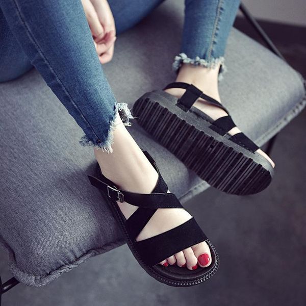 front rear strap flat peep toe with platform sandals women summer solid casual ladies shoes buckle basic, Black
front rear strap flat peep toe with platform sandals women summer solid casual ladies shoes buckle basic, Black