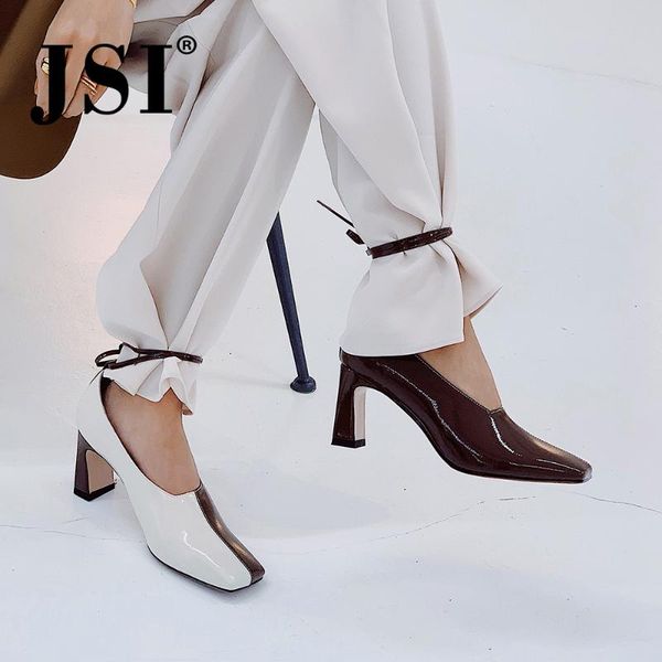 dress shoes jsi office women pumps mixed colors square toe heel high ankle strap quality cow leather elegant jo417, Black 
dress shoes jsi office women pumps mixed colors square toe heel high ankle strap quality cow leather elegant jo417, Black