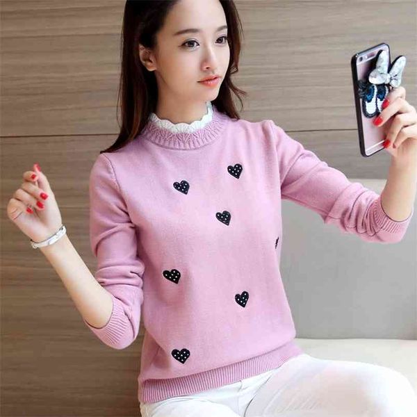 lace collar sweater women sweet beauty style love embroidery autumn winter fashion wild bottoming shirt 210427, White;black
lace collar sweater women sweet beauty style love embroidery autumn winter fashion wild bottoming shirt 210427, White;black
