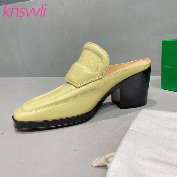 square toe crocodile pattern leather women slippers chunky heels designer shoes woman spring mules runway for, Black
square toe crocodile pattern leather women slippers chunky heels designer shoes woman spring mules runway for, Black