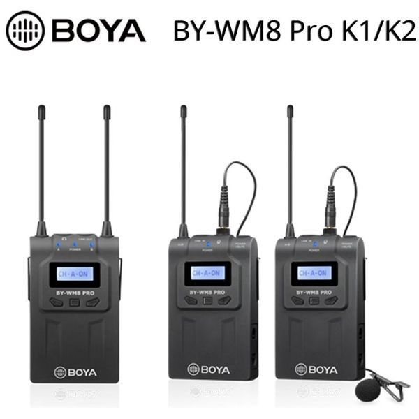 by-wm8 pro k1/k2 uhf dual-channel wireless lavalier microphone 48 selectable channel condenser mic or smartphone slr camera microphones
by-wm8 pro k1/k2 uhf dual-channel wireless lavalier microphone 48 selectable channel condenser mic or smartphone slr camera microphones