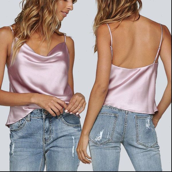 fashion v neck casual womens shirts satin spaghetti strap sleeveless backless female summer tank streetwear, White
fashion v neck casual womens shirts satin spaghetti strap sleeveless backless female summer tank streetwear, White