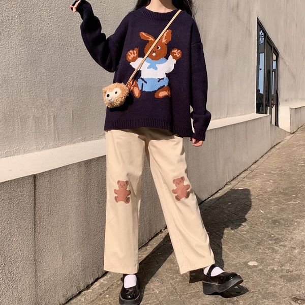 cute japanese ankle-length pants women's little bear printing clothing summer casual all-match long straight pant & capris, Black;white
cute japanese ankle-length pants women's little bear printing clothing summer casual all-match long straight pant & capris, Black;white