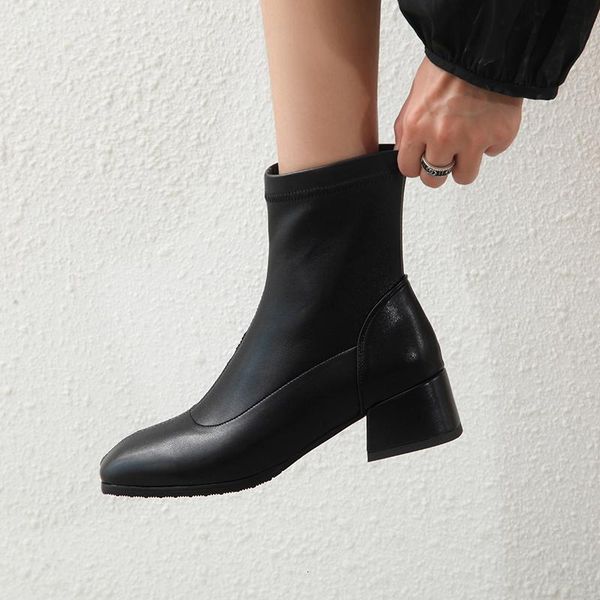 stretch flock women sock ankle boot female square toe thick heels shoes ladies fashion suede winter boots plus size p8c6, Black
stretch flock women sock ankle boot female square toe thick heels shoes ladies fashion suede winter boots plus size p8c6, Black