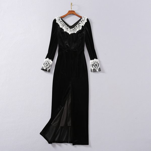 dresses european and american women's wear winter style long-sleeved lace v neck fashionable split velvet dress bjad, Black;gray
dresses european and american women's wear winter style long-sleeved lace v neck fashionable split velvet dress bjad, Black;gray
