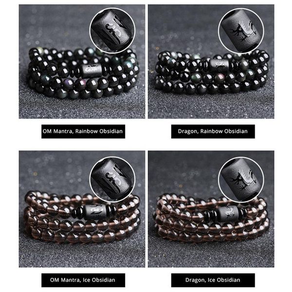 beaded, strands natural rainbow obsidian beaded bracelet for couples dragon and om mantra engraved stone braceletes masculinos, Black
beaded, strands natural rainbow obsidian beaded bracelet for couples dragon and om mantra engraved stone braceletes masculinos, Black