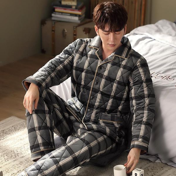 men's sleepwear pyjamas autumn and winter bevelled cotton long sleeve trousers home casual warm two sets, Black;brown
men's sleepwear pyjamas autumn and winter bevelled cotton long sleeve trousers home casual warm two sets, Black;brown