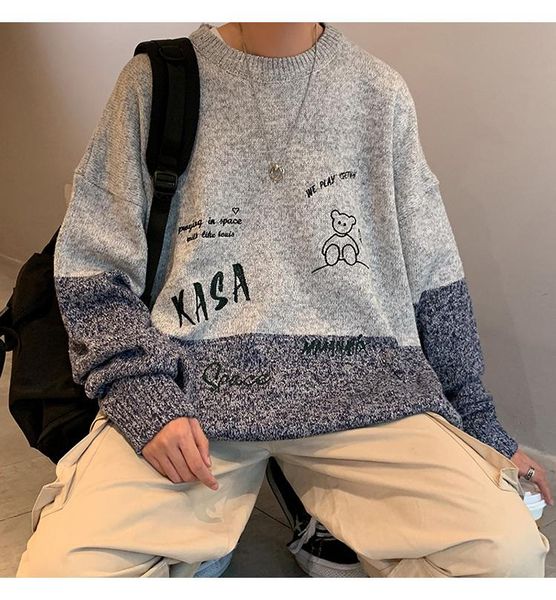 men's sweaters neploha 2021 autumn winter cartoon printed graphic sweater spliced color o-neck casual male pullovers fashion loose, White;black
men's sweaters neploha 2021 autumn winter cartoon printed graphic sweater spliced color o-neck casual male pullovers fashion loose, White;black