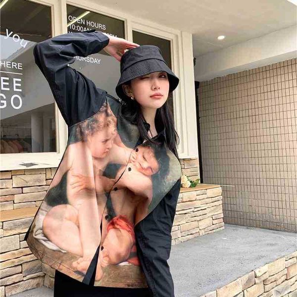 women's two piece pants spring blouse angle renaissance print long sleeve shirt women patchwork and fashion designer v2ew, White
women's two piece pants spring blouse angle renaissance print long sleeve shirt women patchwork and fashion designer v2ew, White