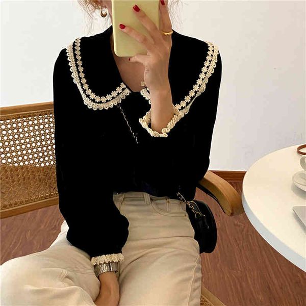 dress retro feminine blouses veet turn-down collar chic long sleeves casual loose cute shirts, White
dress retro feminine blouses veet turn-down collar chic long sleeves casual loose cute shirts, White