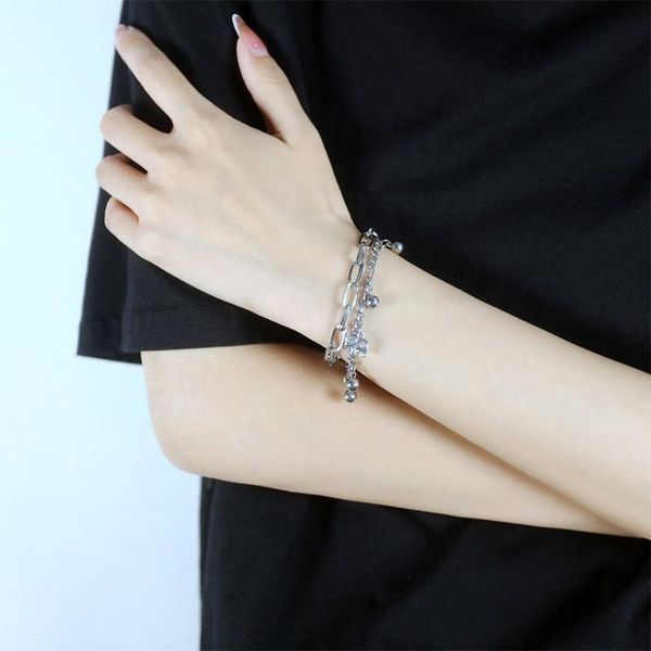 link chain fashion silver bracelet titanium steel pendant for women round beads elements expandable bangles trend jewelrylink, Black
link chain fashion silver bracelet titanium steel pendant for women round beads elements expandable bangles trend jewelrylink, Black