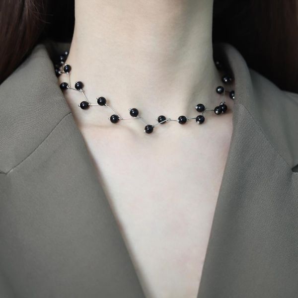 chains trendy elegance statement short necklace charm black pearl bead choker for women clavicle chain bridal wedding jewelry, Silver
chains trendy elegance statement short necklace charm black pearl bead choker for women clavicle chain bridal wedding jewelry, Silver