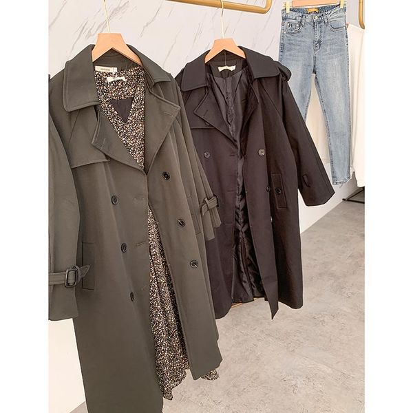 women's trench coats cinessd coat solid color suit collar double breasted long sleeve windbreaker loose slim fashion casual lady, Tan;black
women's trench coats cinessd coat solid color suit collar double breasted long sleeve windbreaker loose slim fashion casual lady, Tan;black
