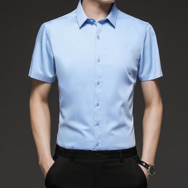 men's casual shirts 2021 shirt solid color trend short sleeve summer bamboo fiber business, White;black
men's casual shirts 2021 shirt solid color trend short sleeve summer bamboo fiber business, White;black