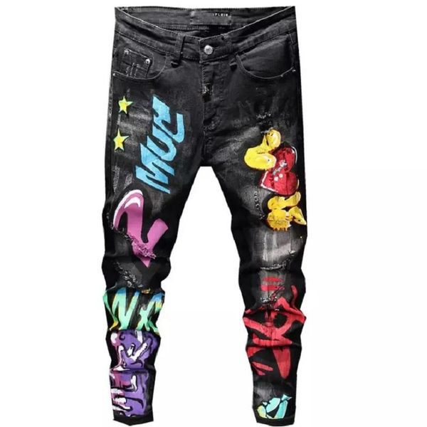 men's jeans european style men brand mens slim denim trousers straight moto & biker hole black pants for 1984, Blue
men's jeans european style men brand mens slim denim trousers straight moto & biker hole black pants for 1984, Blue