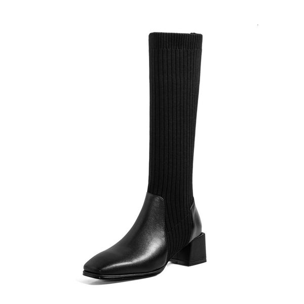 asumer sells leather shoes genuine woman knitting stretch toe square autumn high-heeled boots, Black
asumer sells leather shoes genuine woman knitting stretch toe square autumn high-heeled boots, Black