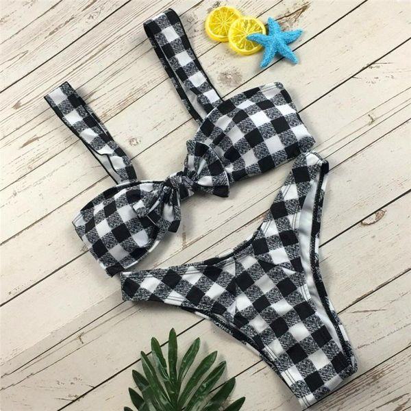 women's swimwear bikini set plaid bowknot women swimsuit push up thong padded bathing suit ladies costumi da bagno donna, White;black
women's swimwear bikini set plaid bowknot women swimsuit push up thong padded bathing suit ladies costumi da bagno donna, White;black