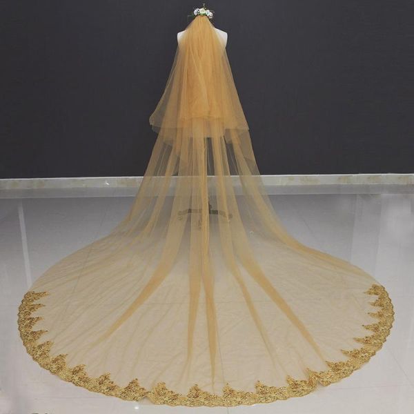 bridal veils real pos 2 tiers long gold wedding veil with comb t 3 m beautiful cover face voile mariage, Black
bridal veils real pos 2 tiers long gold wedding veil with comb t 3 m beautiful cover face voile mariage, Black