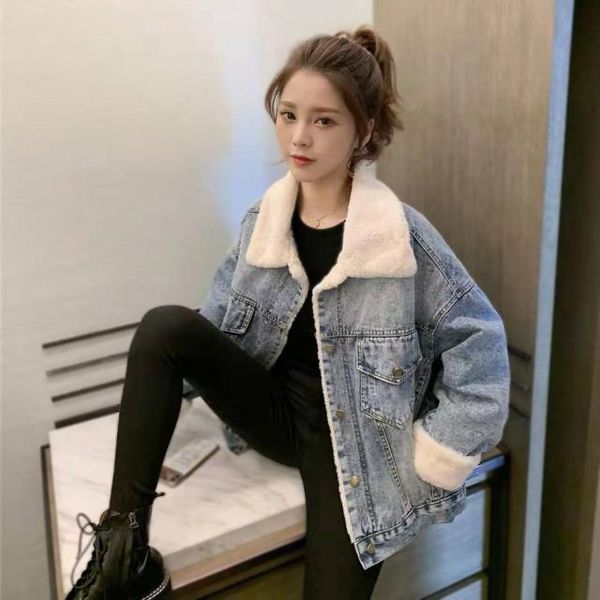 denim jacket woman fall winter lapels women's loose style cotton-padded coat cotton dress veste femme jackets, Black;brown
denim jacket woman fall winter lapels women's loose style cotton-padded coat cotton dress veste femme jackets, Black;brown