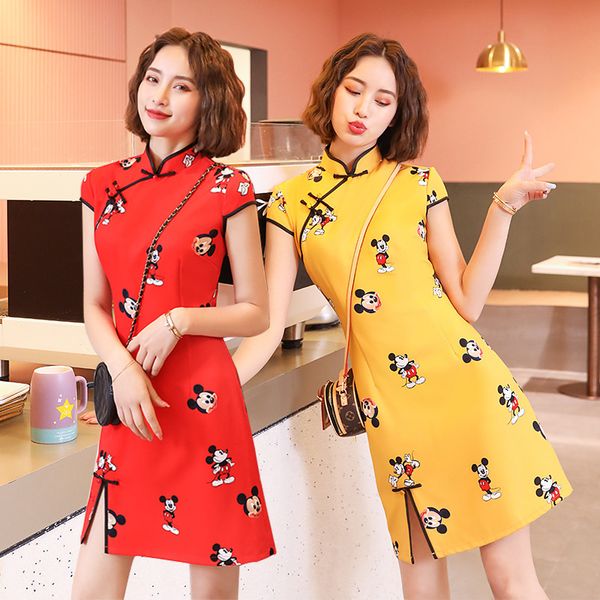 dresses dress improved young girl long cheongsam 2021, Black;gray
dresses dress improved young girl long cheongsam 2021, Black;gray