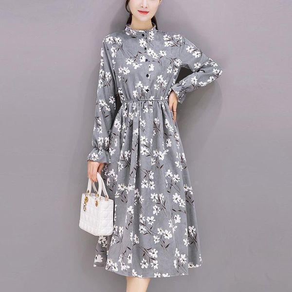 casual dresses floral print dress women elegant autumn winter ladies corduroy long sleeve midi party female clothing vestidos robe, Black;gray
casual dresses floral print dress women elegant autumn winter ladies corduroy long sleeve midi party female clothing vestidos robe, Black;gray