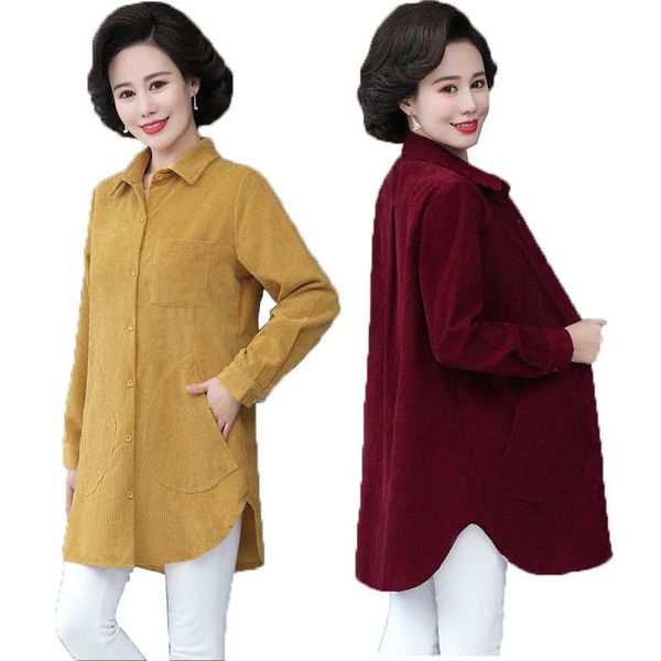 women's blouses & shirts 2021 corduroy women mom long sleeves turn-down collar solid single breasted pockets fashion chic, White
women's blouses & shirts 2021 corduroy women mom long sleeves turn-down collar solid single breasted pockets fashion chic, White