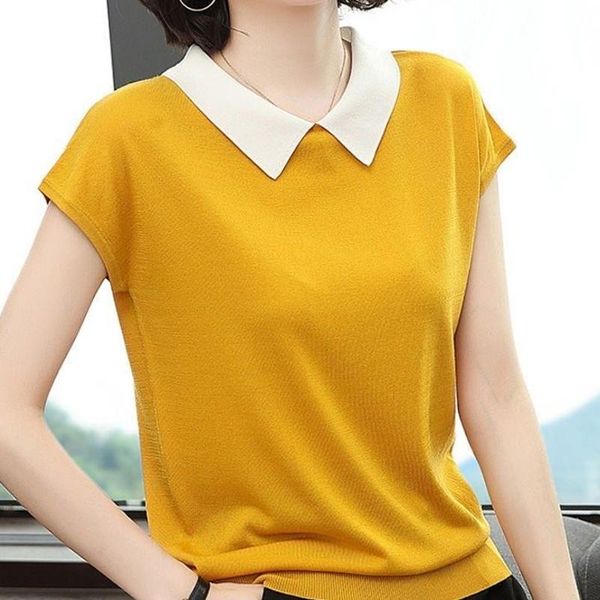 women's blouses & shirts summer women knit blouse shirt short sleeve knitted pullover blusas mujer de moda 2021 femme e942, White
women's blouses & shirts summer women knit blouse shirt short sleeve knitted pullover blusas mujer de moda 2021 femme e942, White