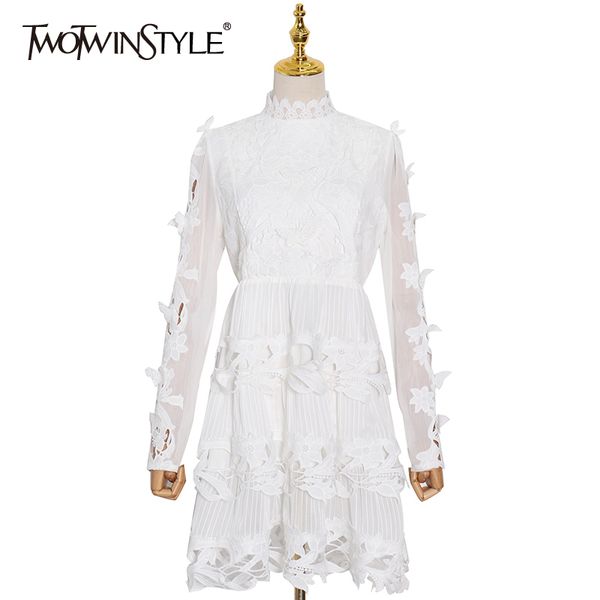 twotwinstyle elegant lace patchwork appliques dress for women stand collar long sleeve high waist sweet dresses female fashion 210517, Black;gray
twotwinstyle elegant lace patchwork appliques dress for women stand collar long sleeve high waist sweet dresses female fashion 210517, Black;gray