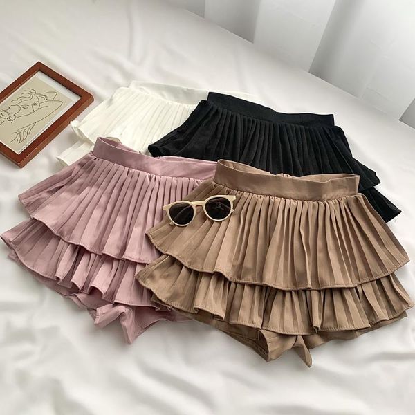 women's shorts 2021 summer fashion all-match high waist cake pants fold striped women, White;black
women's shorts 2021 summer fashion all-match high waist cake pants fold striped women, White;black