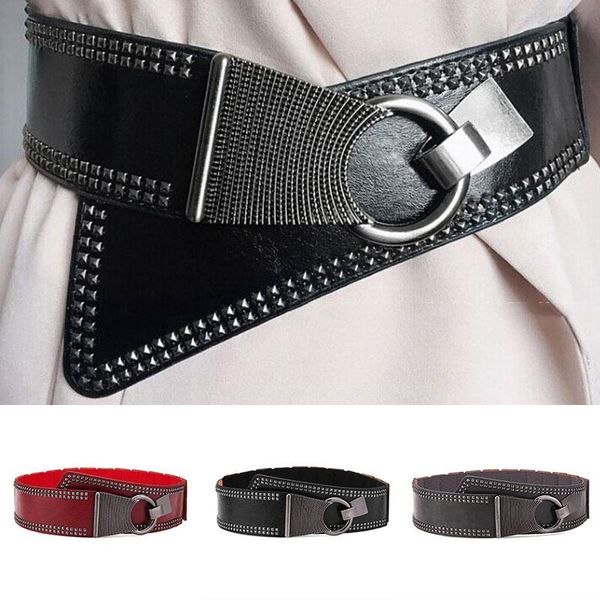 belts 2021 wide leather corset belt bow leisure for lady wedding dress women's metal round buckle punk style rivets, Black;brown
belts 2021 wide leather corset belt bow leisure for lady wedding dress women's metal round buckle punk style rivets, Black;brown
