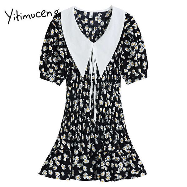 yitimuceng ruffles floral pint bow lace up high waist dresses women peter pan collar a-line summer french mini dress 210601, Black;gray
yitimuceng ruffles floral pint bow lace up high waist dresses women peter pan collar a-line summer french mini dress 210601, Black;gray