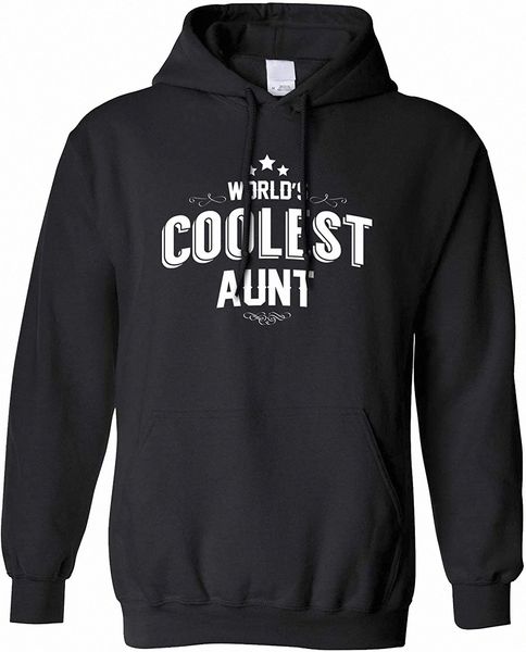novelty hoodie worlds coolest aunt slogan y8ll#, Black